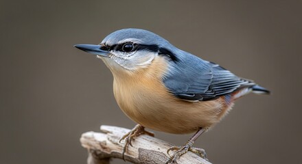 Obraz premium Close up of a eurasian nuthatch bird perched on a branch nature wildlife scene