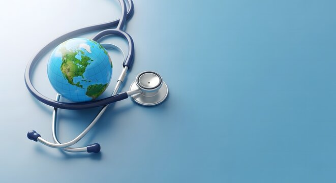 World health day global health awareness with stethoscope and earth