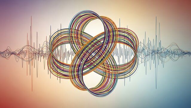 Infinity Symbol Overlapping Digital Audio Sound Wave Background