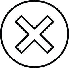 Fototapeta premium Simple cross mark icon in a circle basic negation symbol for error or incorrect selection clean vector illustration on white background