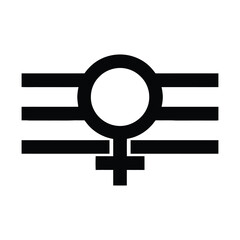 Obraz premium 3D metal male and female gender symbols featuring a blue arrow and pink cross element on a black circular shape vector illustration design