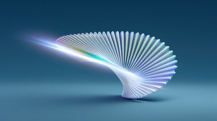 Abstract 3D Spiral Shape with Colorful Light Effects in a Blue Background, Perfect for Modern Design and Artistic Concepts