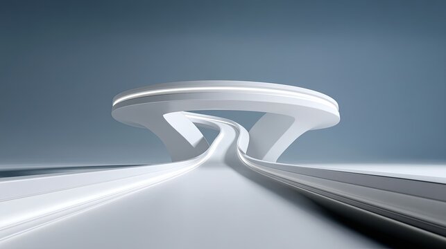 Futuristic and Minimalist Road Bridge Design with Curves and Smooth Lines Capturing Modern Architecture and Innovative Urban Planning Concepts
