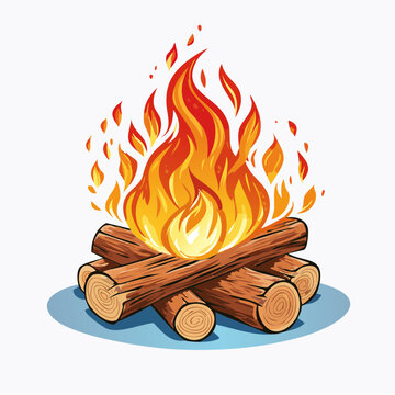 Feuerstelle - Cartoon Comic Stil
