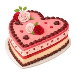 Valentine cake isolated on white background