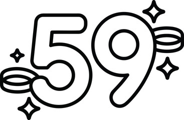 Fototapeta premium A stylized illustration of the number fifty-nine with sparkles and decorative lines