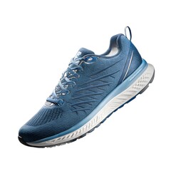 Blue running shoe, side view, detailed texture, studio lighting, isolated on white background