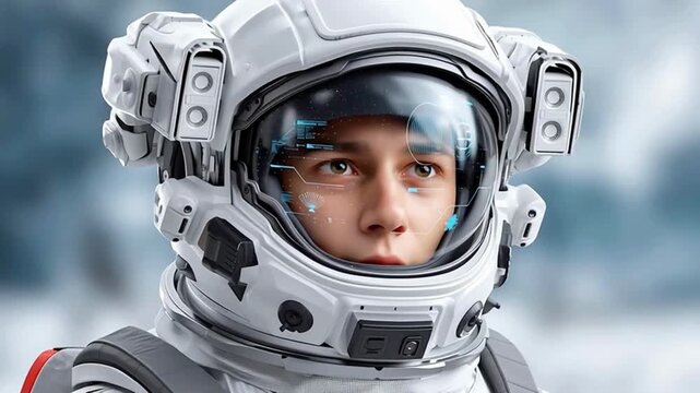 Data unknown virtual reality AI enhanced astronaut intelligent space wear astronaut visor projection astronaut with augmented view virtual space mission tools high tech space gear
