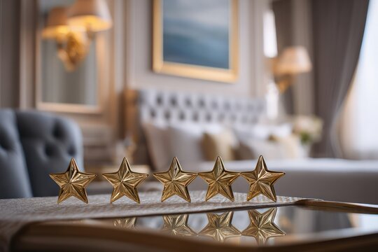 Five gold stars on hotel table