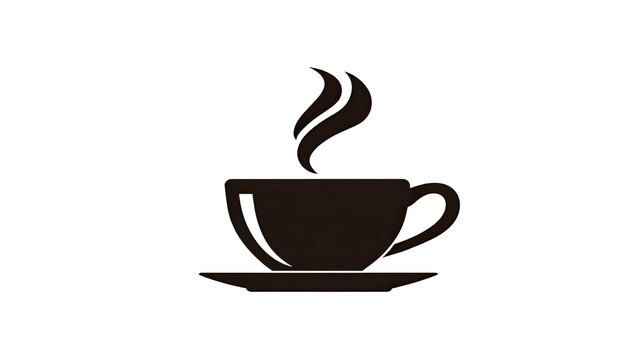 A hot cup of coffee and tea icon vector illustration featuring a steaming mug of espresso or cappuccino for a cafe breakfast break beverage symbol