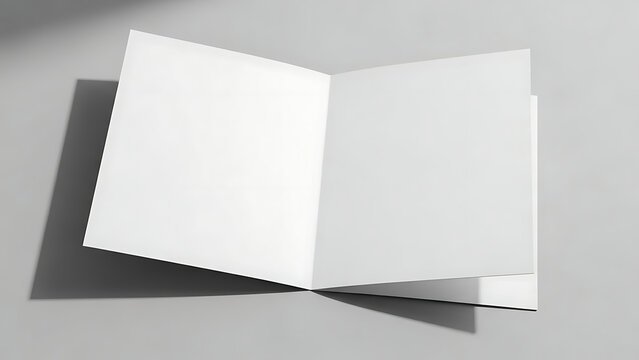 Blank square brochure mockup open on neutral background for presentation of business layout branding design and corporate identity in 3d rendering