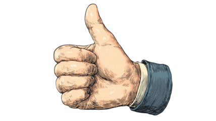 A person's hand showing a positive thumbs up gesture represents a great success symbol and a business agreement sign of okay