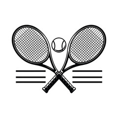 Crossed Tennis Rackets and Ball with Horizontal Lines sport
