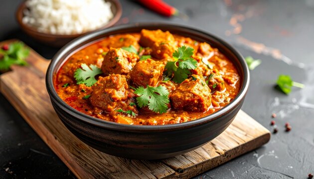 Authentic Bangladeshi Ramadan Food with Rich and Savory Haleem Dish on a Rustic Wooden Background