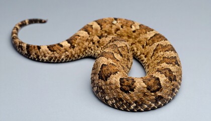 Obraz premium Rattlesnake Coiled on Gray Background.