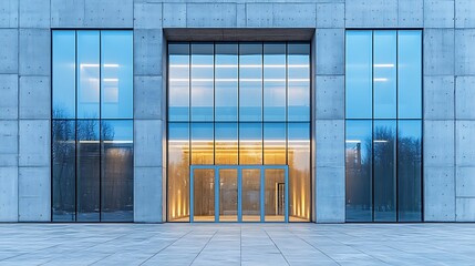 Modern Glass Building Entrance.