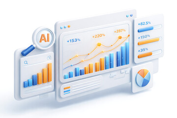AI Data Analysis Dashboard with Graphs and Metrics Display