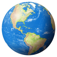 Fototapeta premium View of the Earth Globe from Space showing Haiti in the image center. No labels at all.
