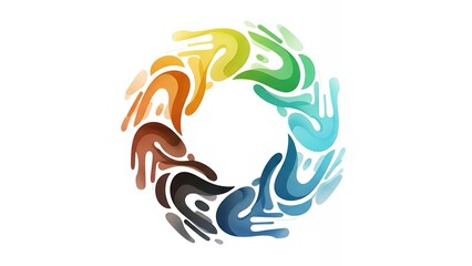 Naklejka premium Colorful abstract swirl forming a circular mosaic of flowing shapes