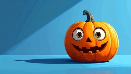 Cartoon Pumpkin with Googly Eyes - A Whimsical Halloween Illustration.