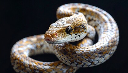 Obraz premium Snake Coiled Reptile Closeup Portrait.