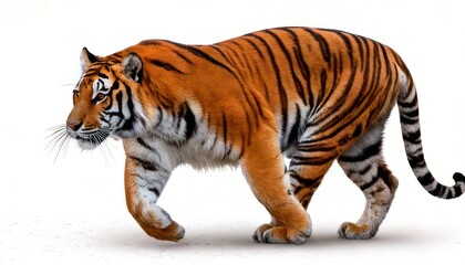 Naklejka premium Majestic Tiger Strolling - A Captivating Wildlife Portrait in Natural Light.