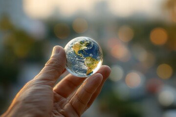 Fototapeta premium Global travel and discovery in man's hand