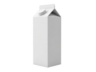 Minimalist white milk carton isolated on white background