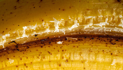 Extreme Close Up of a Partially Peeled Ripe Banana Revealing its Fibrous Texture and Yellow Flesh Illuminated by Soft Natural Light