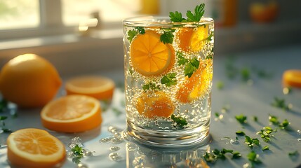 Refreshing citrus water drink.