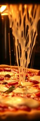 Bubbling cheese on a homemade pizza fresh from a hot oven,  dough,  delicious