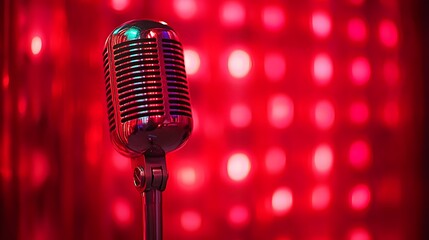 Retro Mic Red Stage Lights.