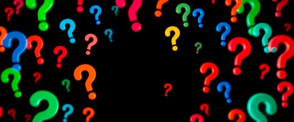 Abstract background of many question marks on a dark backdrop,  mystery,  puzzle