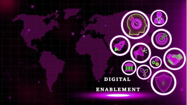Digital Enablement Concept with Map and Business technology global