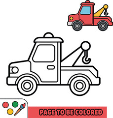 Fototapeta premium This engaging coloring page features a tow truck ready for creativity! With bold outlines, it invites children to color it in their favorite shades. The illustration includes a smaller version of the 