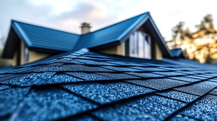 Roof shingles on house.