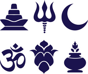 Maha shivratri symbol sets vector