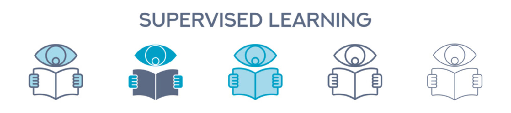 Supervised Learning Element For Design Graphic - Multi Styles. Vector Illustration Of Two Colored And Black. Multiple Icons Designs Can Be Used For Mobile, Ui, Web 