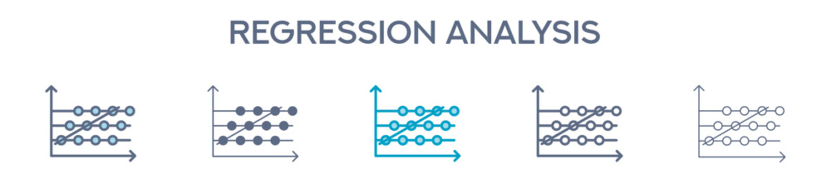 Regression Analysis Element For Design Graphic - Multi Styles. Vector Illustration Of Two Colored And Black. Multiple Icons Designs Can Be Used For Mobile, Ui, Web 