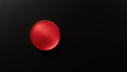Red Sphere on Black Background - Minimalist Abstract Composition.