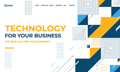Business Innovation web or landing page. A modern workplace with AI technology fostering creative solutions and adaptive strategies. Vector illustration.