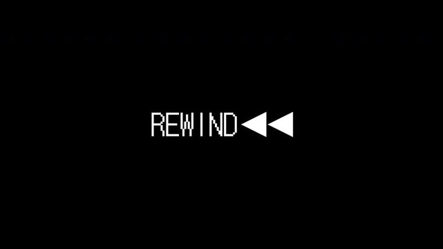 Rewind vhs and symbols with a black background, ideal for music production, film editing, or retrothemed designs. Great for media projects.