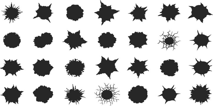 Ink Blot Shapes Vector Collection of Abstract Grunge Splatter Silhouettes Isolated on White Background