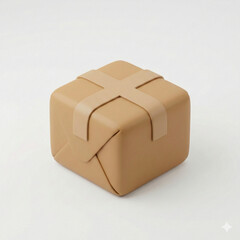 Cute 3D Claymorphism Sealed Delivery Box Icon Isolated on White Background