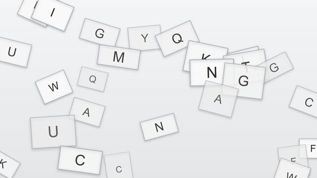 Abstract letter arrangement creates a dynamic, puzzling visual effect