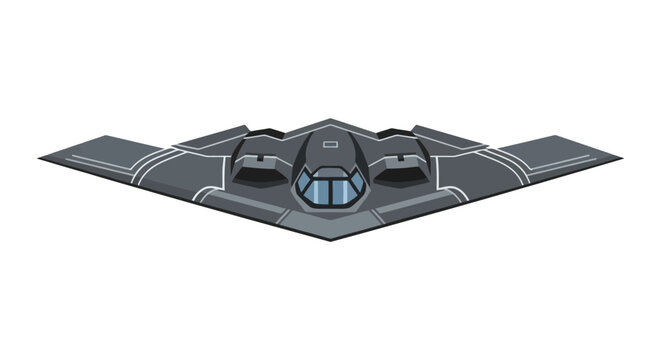 Stealth bomber aircraft flying through the sky.