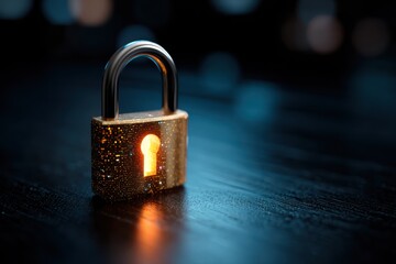 Fototapeta premium Glowing padlock for digital cybersecurity protection concept