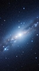 Fototapeta premium Andromeda Galaxys Bright Core Shines Amidst a Star-Filled Cosmic Canvas, Revealing the Universes Grandeur and Celestial Wonders.