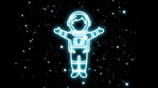 Neon Astronaut Floating in Starry Spacescape.