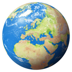 View of the Earth Globe from Space showing Serbia